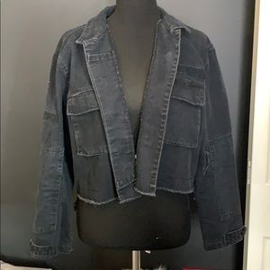 ShopAkira Cropped Acid Wash Distressed Jacket